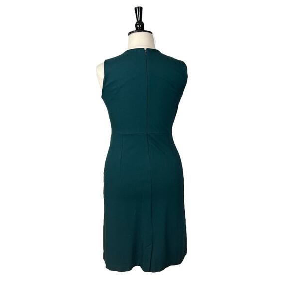 Lands’ End Dress Ponte Knit Sheath Pockets Hunter Green Floral Women’s Size 14 - Picture 4 of 11